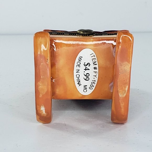 Rocking Chair Trinket Box Hinged Porcelain Ceramic Vintage - Picture 5 of 8